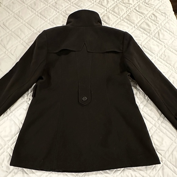 Nicole Miller Women Large (42 in Bust) Black Button-Up Pea Coat Jacket - Picture 5 of 6